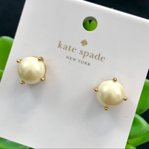 Kate Spade Gold/Cream Pearl Gumdrop Stud Earrings - Picture 4 of 7